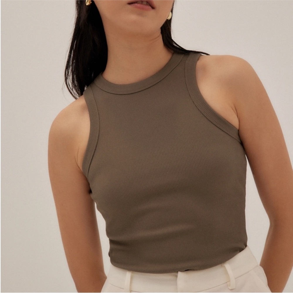 Love Bonito Sevyn Ribbed Racer Tank Top-Small